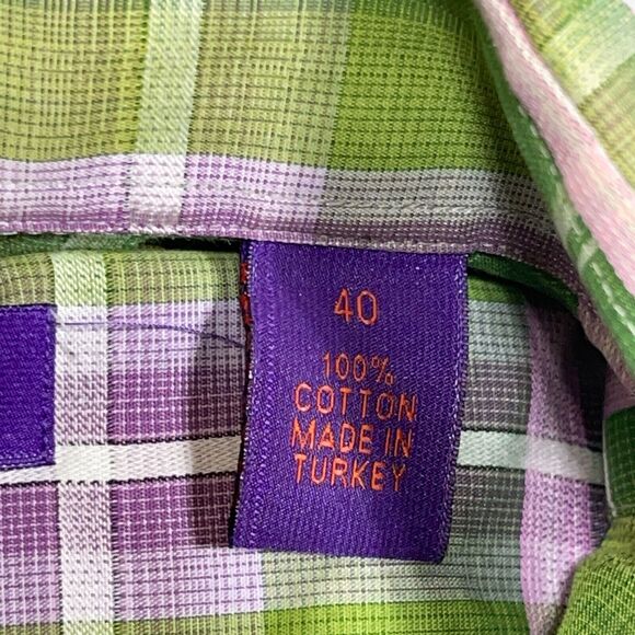 Kuhlman‎ Shirt Men's Medium 40 Medium Plaid Long Sleeve Button Front Green - Picture 4 of 12